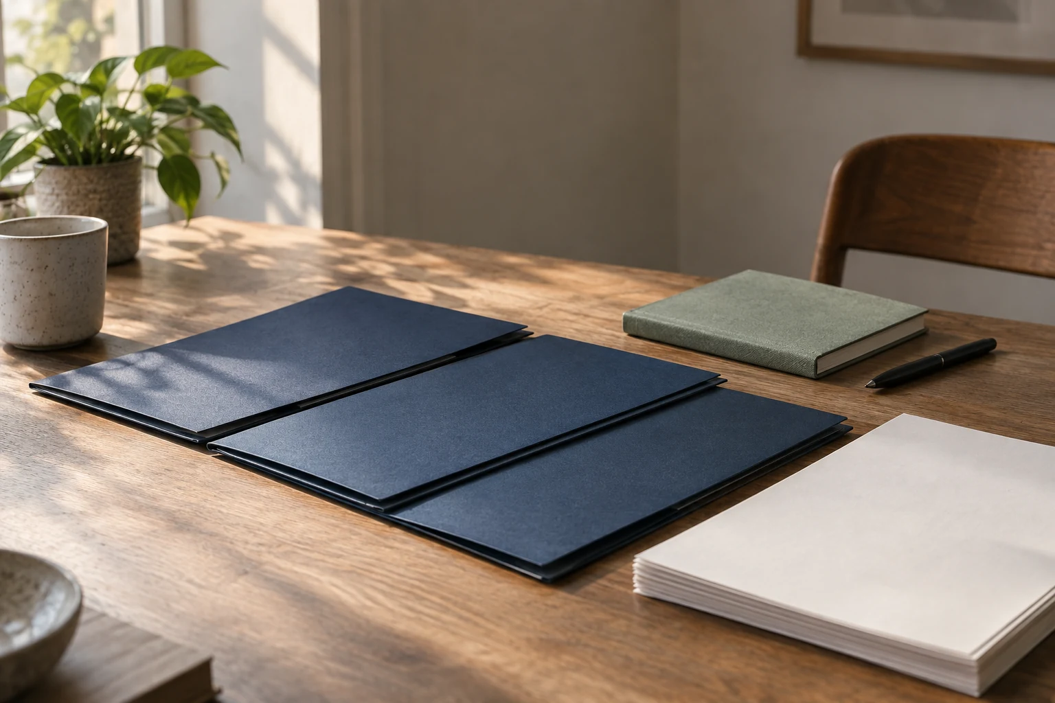 Conceptual image of folders and documents organized on a desk